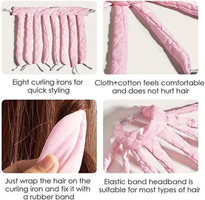 Heatless Hair Curler with Octopus Satin Design Headband